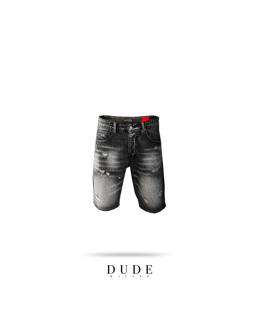 Shorts jeans ripped - Black